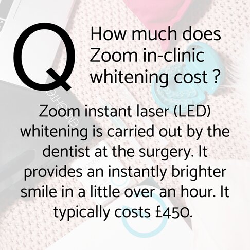 Teeth whitening cost London - how much does Philips Zoom laser light in-clinic whitening cost