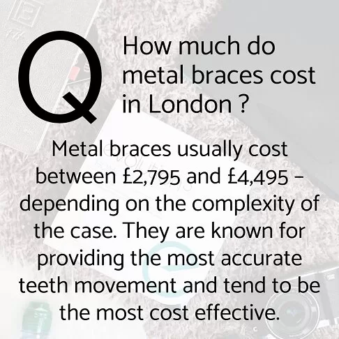 How much do other types of braces other than Invisalign cost in London