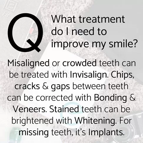 Text explaining dental treatments like Invisalign, bonding, veneers, and whitening options offered by Dentist Paddington